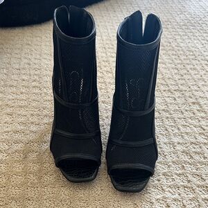 Jessica Simpson Black Mesh Peep-Toe Heeled Boots